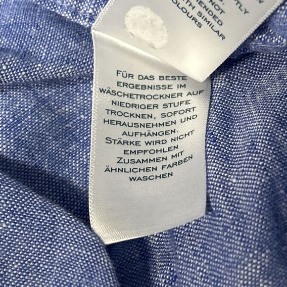 Charles Tyrwhitt Men's XL 100% Linen Blue Button Down Shirt - Picture 6 of 7